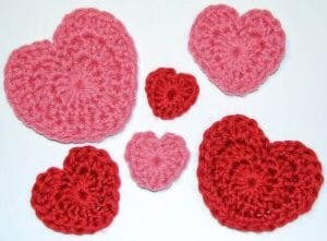 Valentine's Day hearts of various sizes in pink and red